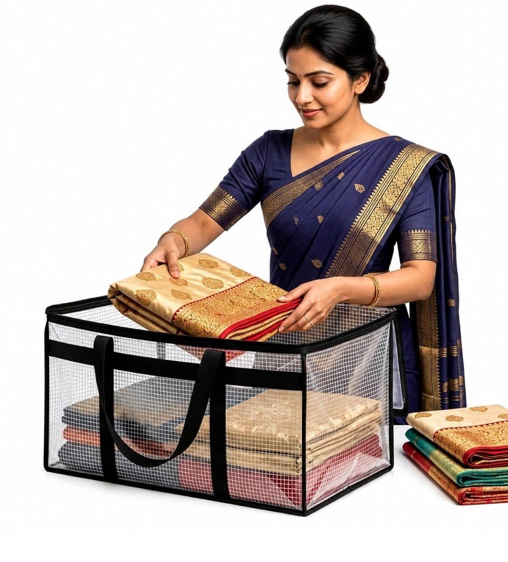 Acrylic Transparent Storage Bag with Zip & Handle (Transparent) - Image 2