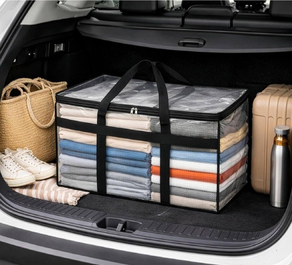 Acrylic Transparent Storage Bag with Zip & Handle (Transparent) - Image 4