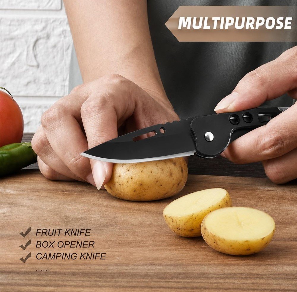 Stainless Steel Keychain Pocket Knife (Black) - Image 3