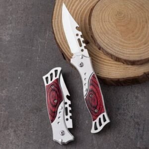 Stainless Steel,Wood Knife With Wooden Handle (Silver-Brown)