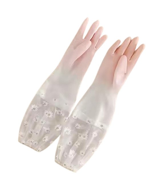 PVC Transperant Full Gloves (Peach) - Image 2