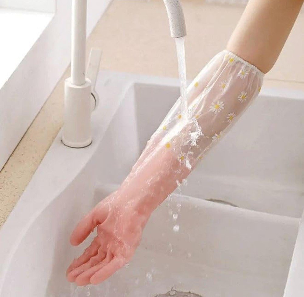 PVC Transperant Full Gloves (Peach) - Image 4