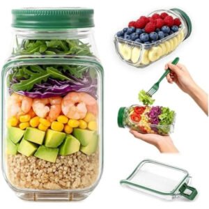 Plastic Salad Container With Dressing Cup (Green)