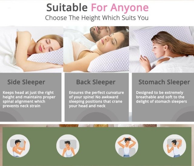 Memory Foam Orthopedic Memory Foam Pillow For Sleeping (White-Grey) - Image 5