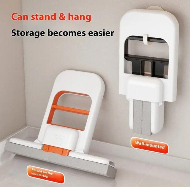 Plastic Mini Sponge Mop (White-Orange) - Image 3