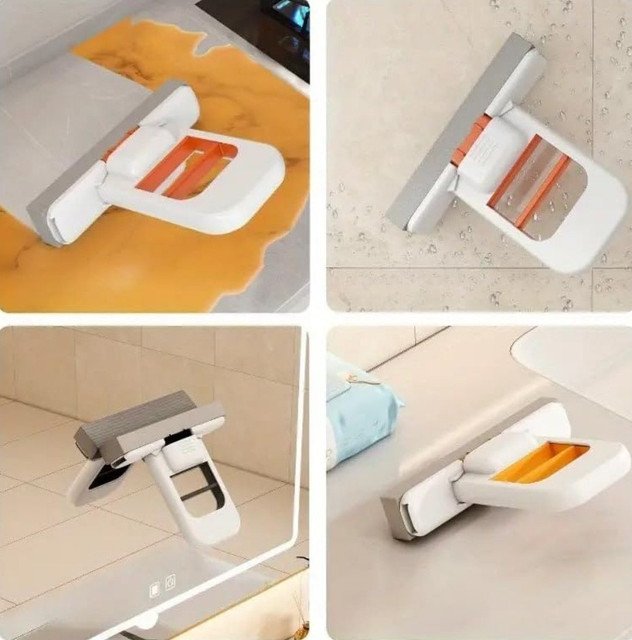 Plastic Mini Sponge Mop (White-Orange) - Image 4
