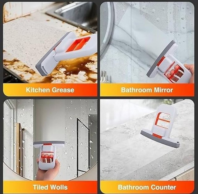 Plastic Mini Sponge Mop (White-Orange) - Image 5