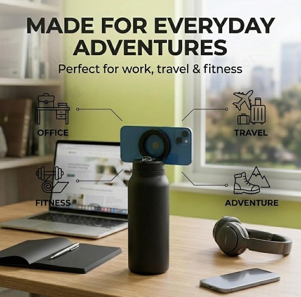 Stainless Steel Magsafe Water Bottle (Black) - Image 5