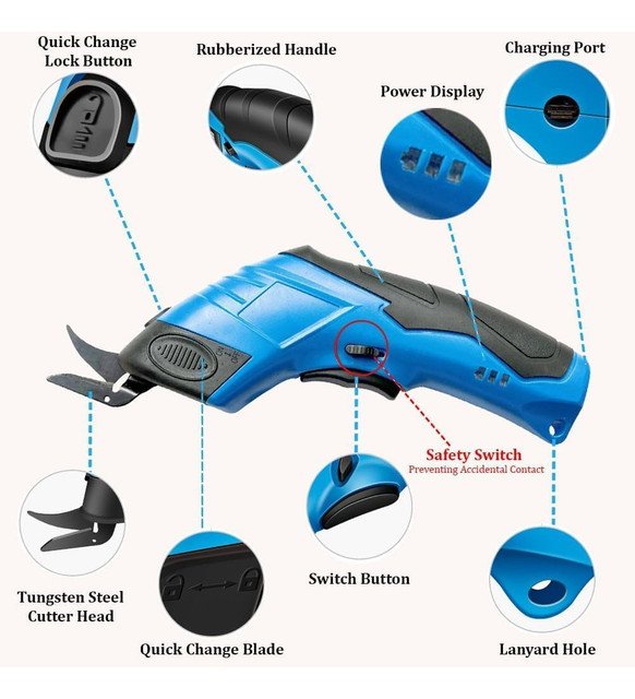 Plastic Cordless Electric Scissor (Blue-Black) - Image 5
