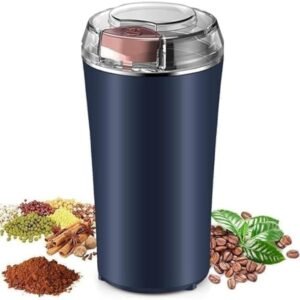 Plastic-Stainless Steel Electric Coffee Bean Grinder (Navy Blue)