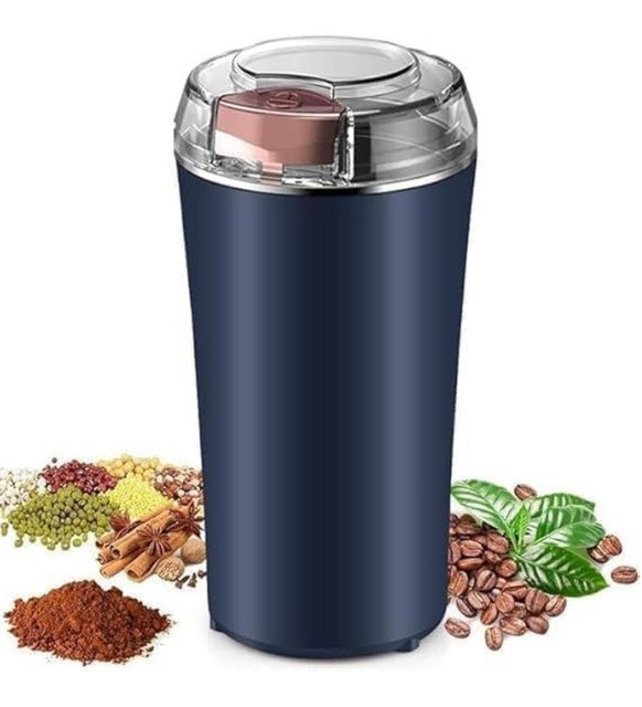 Plastic-Stainless Steel Electric Coffee Bean Grinder (Navy Blue) - Image 2